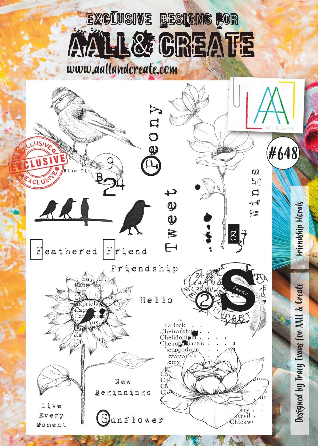 Aall&Create - Frendship Florals  #648 - A4 STAMPS -