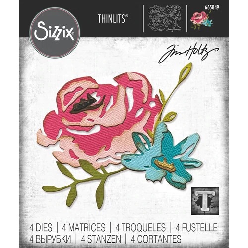 Sizzix - Tim Holtz Alterations - Thinlits Colorize - Brushstroke flowers #4