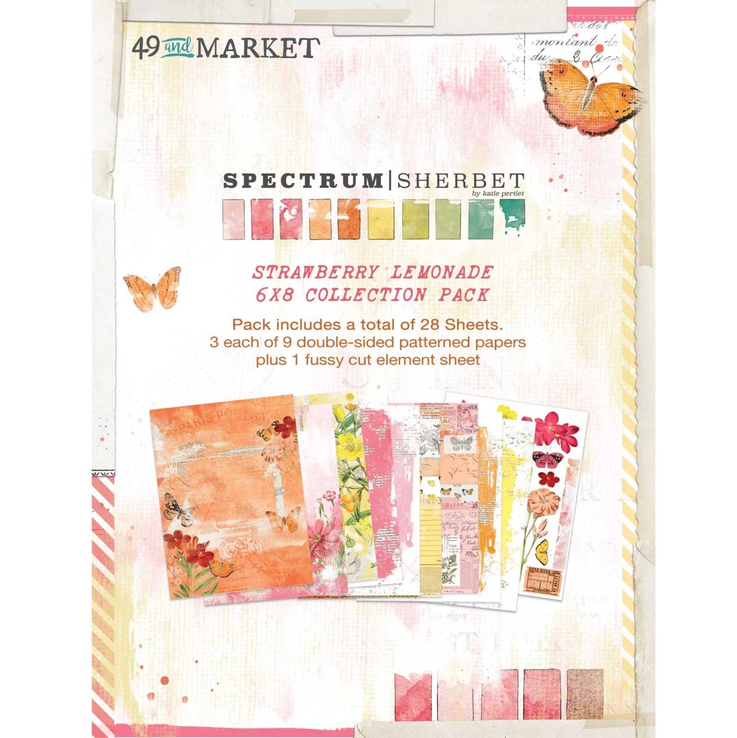 49 and Market - Spectrum Sherbet - Strawberry Lemon Collection - 6" x 8"