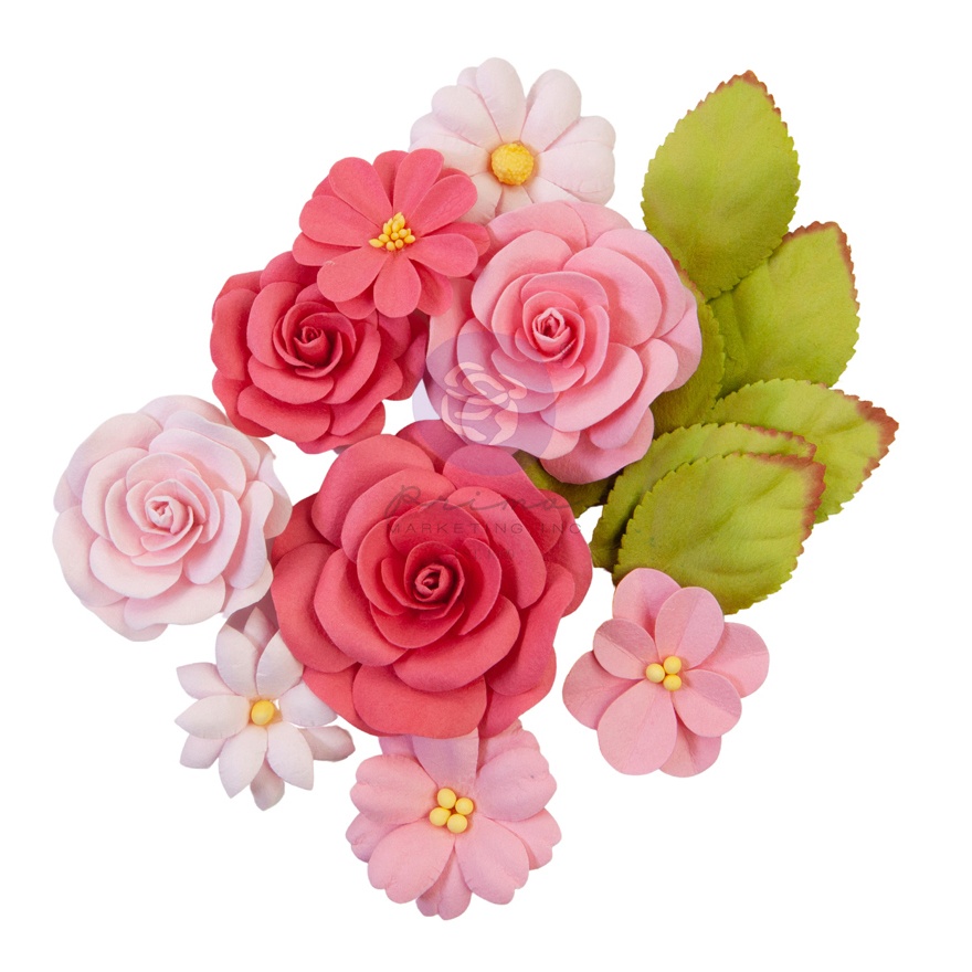 Prima Marketing Mulberry Paper Flowers - Rosy Hues/Painted Floral