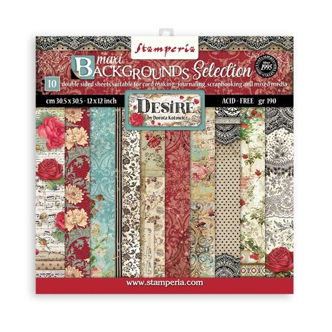 Stamperia - Desire Maxi Backgrounds -  12x12 Inch Paper Pack