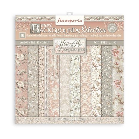 Stamperia - You and me Backgrounds -  12x12 Inch Paper Pack