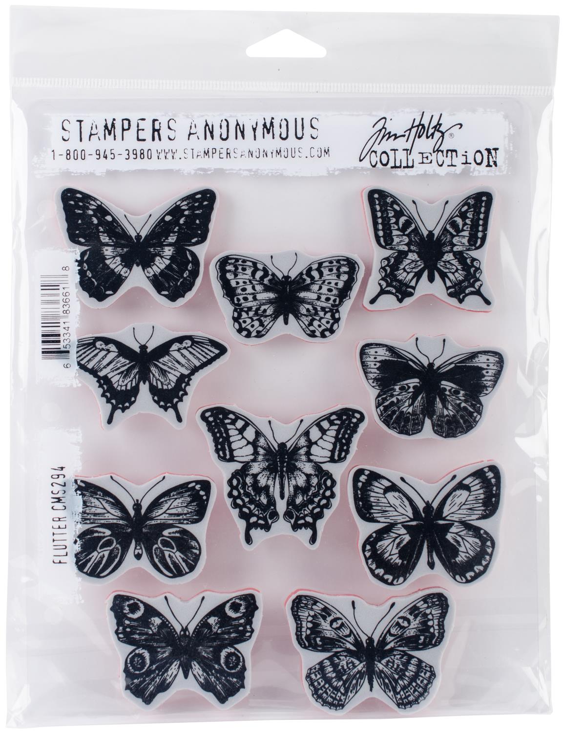 Stampers Anonymous - Flutter - Tim Holtz Cling Stamps 7"X8.5"