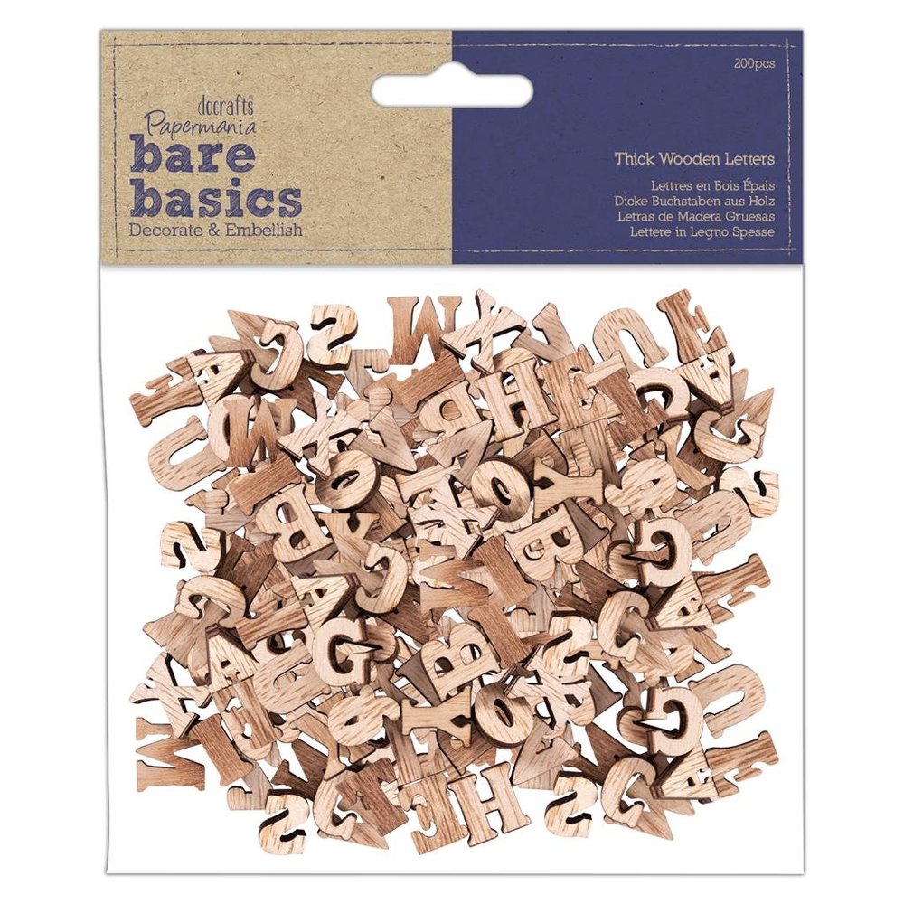 Papermania - Bare Basics - Thick Wooden Letters (200pcs)