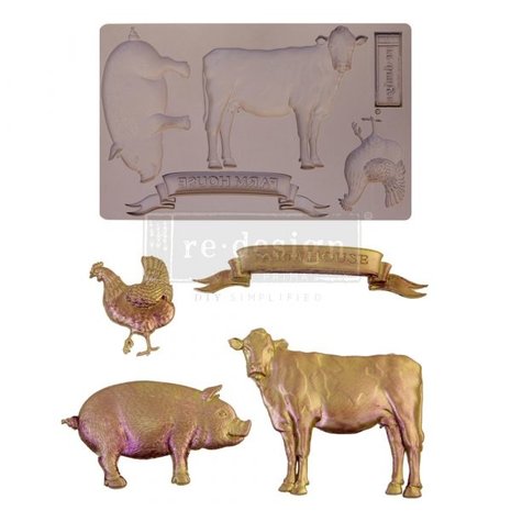 Re-Design with Prima Farm Animals 5x8 Inch Mould