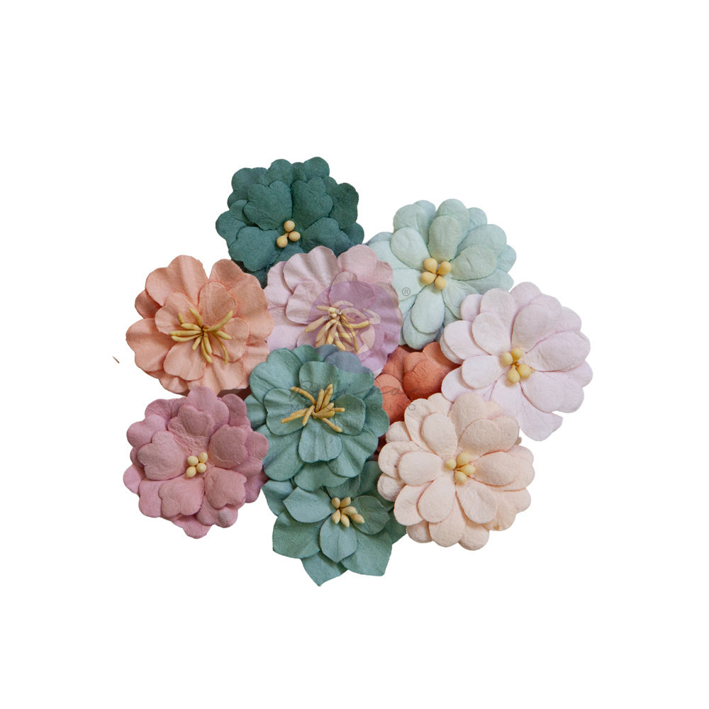 Prima Marketing Mulberry Paper Flowers - Indigo Flowers Glow (10pcs)