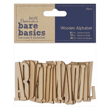 Papermania - Bare Basics Wooden Alphabet 25 pcs