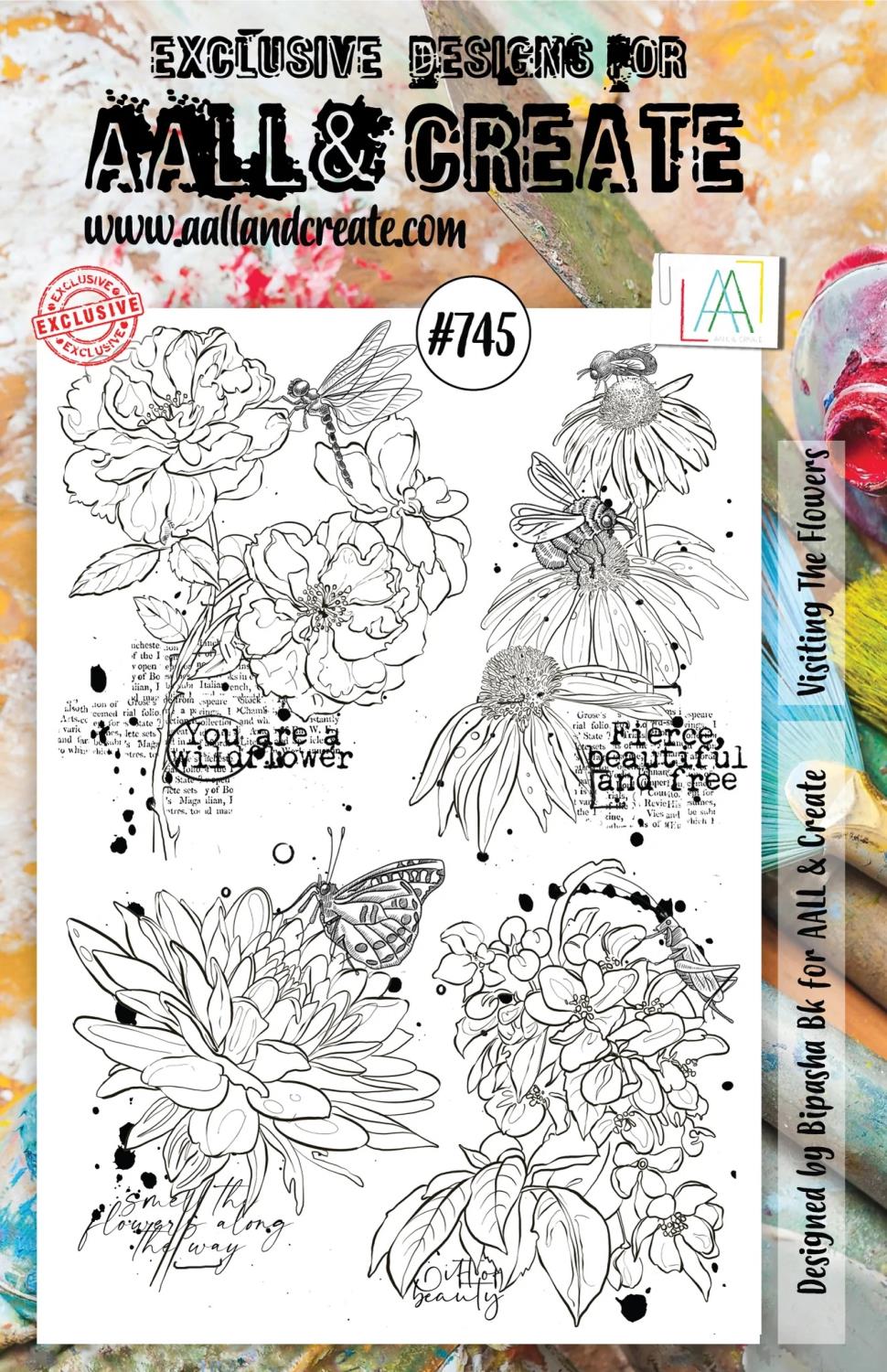 Aall&Create - A5 stempel - Visiting The Flowers - #745