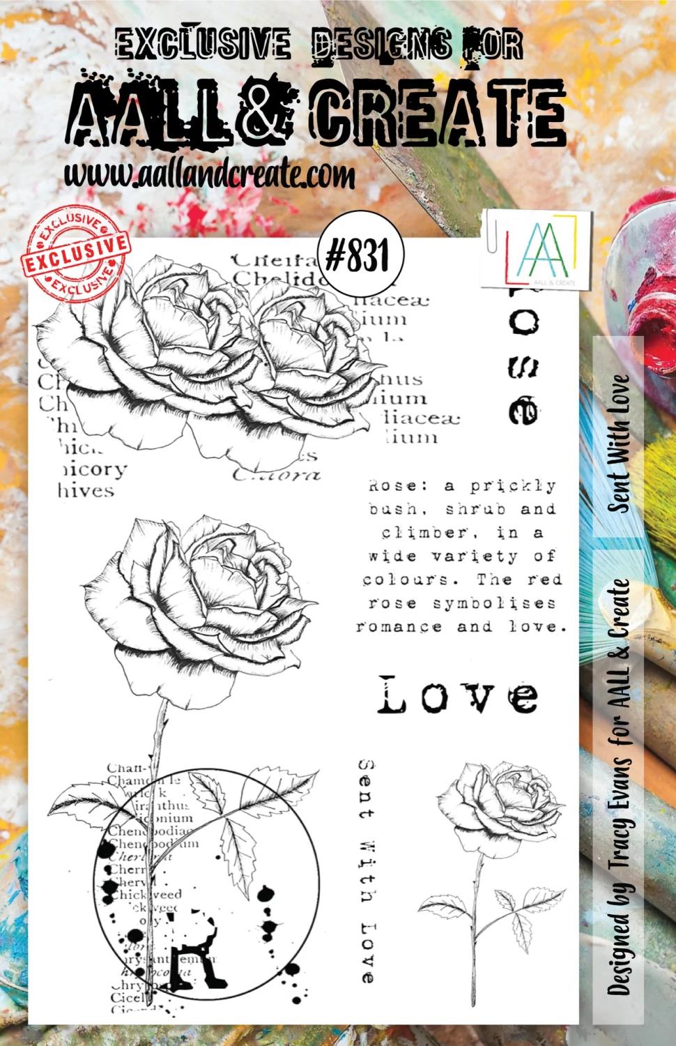 Aall&Create - A5 stempel - Sent with Love  #831