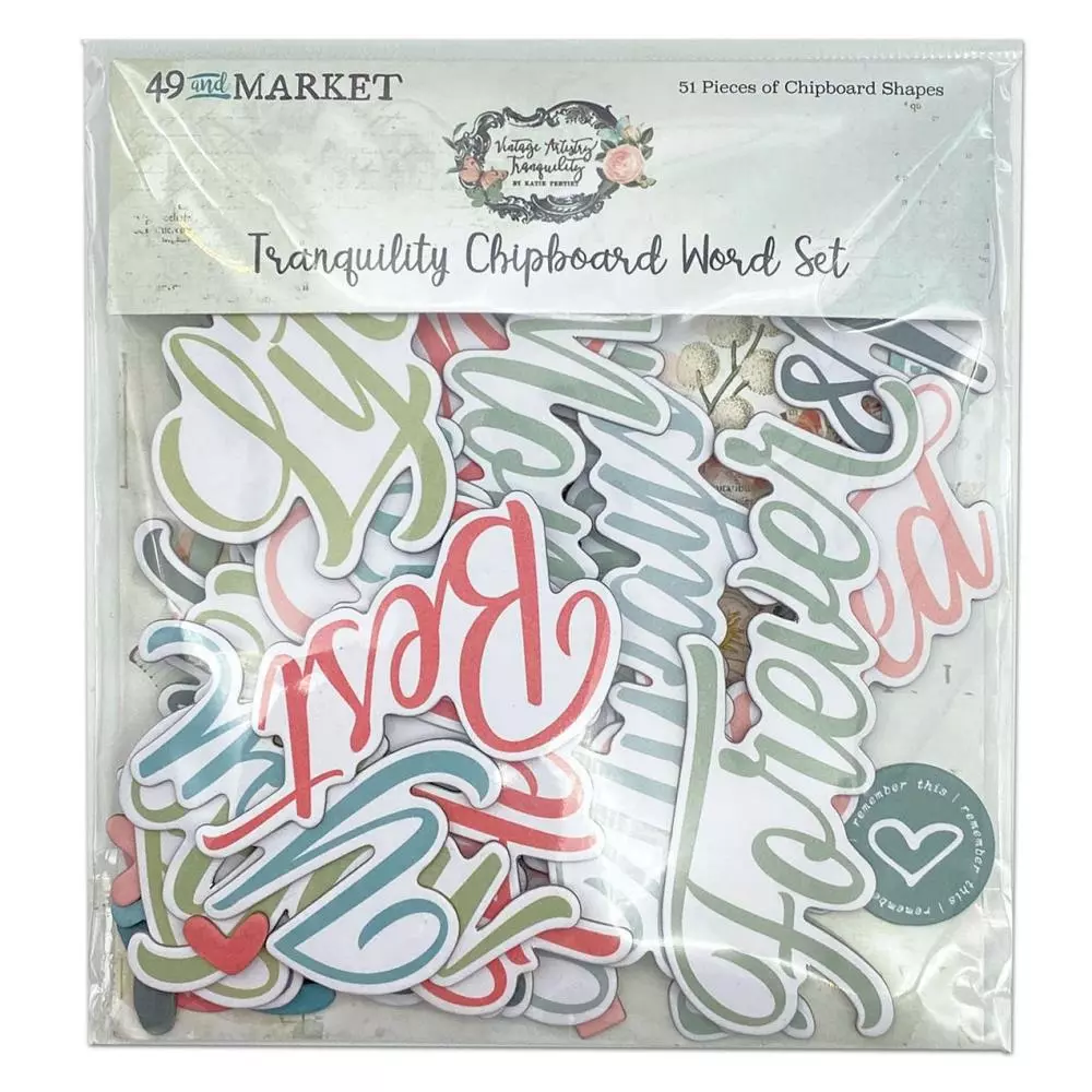 49 and Market - Vintage Artistry Tranquility Chipboard Word Set