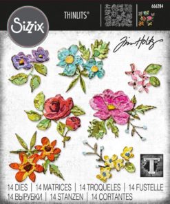 Sizzix - Tim Holtz Alterations - Thinlits - Mini Brushstroke Flowers