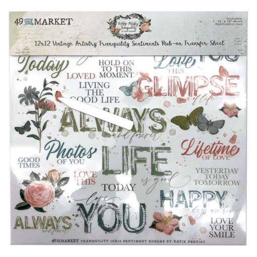 49 and Market - Sentiments - Vintage Artistry Tranquility Rub-Ons 12"X12" 1/Sheet