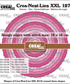Crealies - Circles with rough edges and stitchlines - Crea-Nest-Lies XXL stansen no. 127