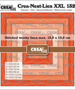Crealies - Squares with 2 wonky stitchlines - Crea-Nest-Lies XXL stansen no. 132