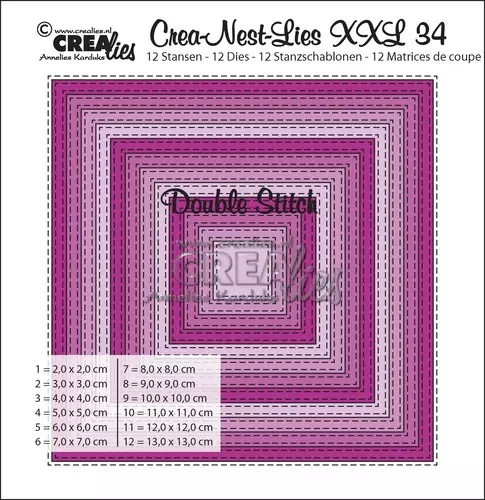 Crealies - Crea-Nest-Lies XXL dies no. 34, Square with double stitchline