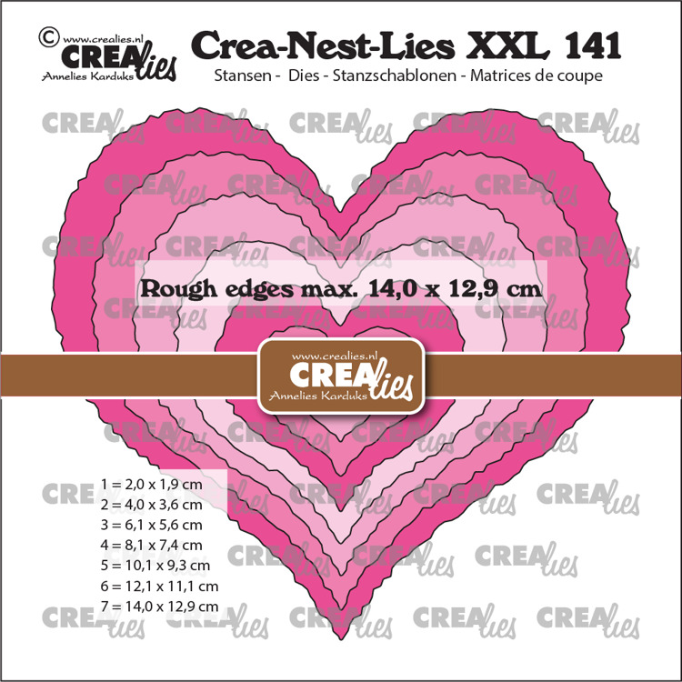 Crealies - Hearts with rough edges - Crea-Nest-Lies XXL stansen no. 14