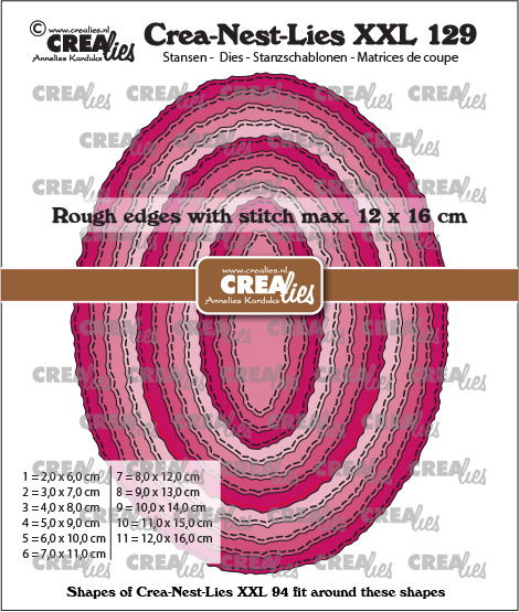 Crealies - Ovals with rough edges. - Crea-Nest-Lies XXL stansen no. 129