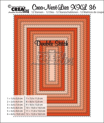 Crealies - Rectangles with double stitchline - Crea-Nest-Lies XXL stansen no. 36