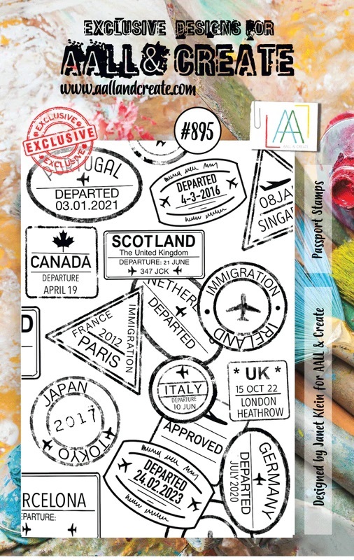 Aall& Create - # 895 - PASSPORT STAMPS - A7 STAMP -