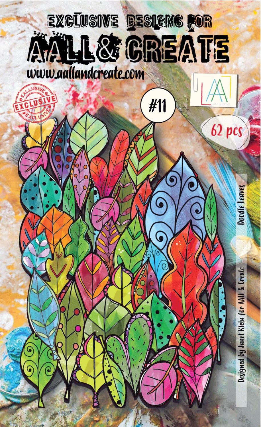 AAll&Create - EPHEMERA DIE-CUTS #11  Doodle leaves - colour