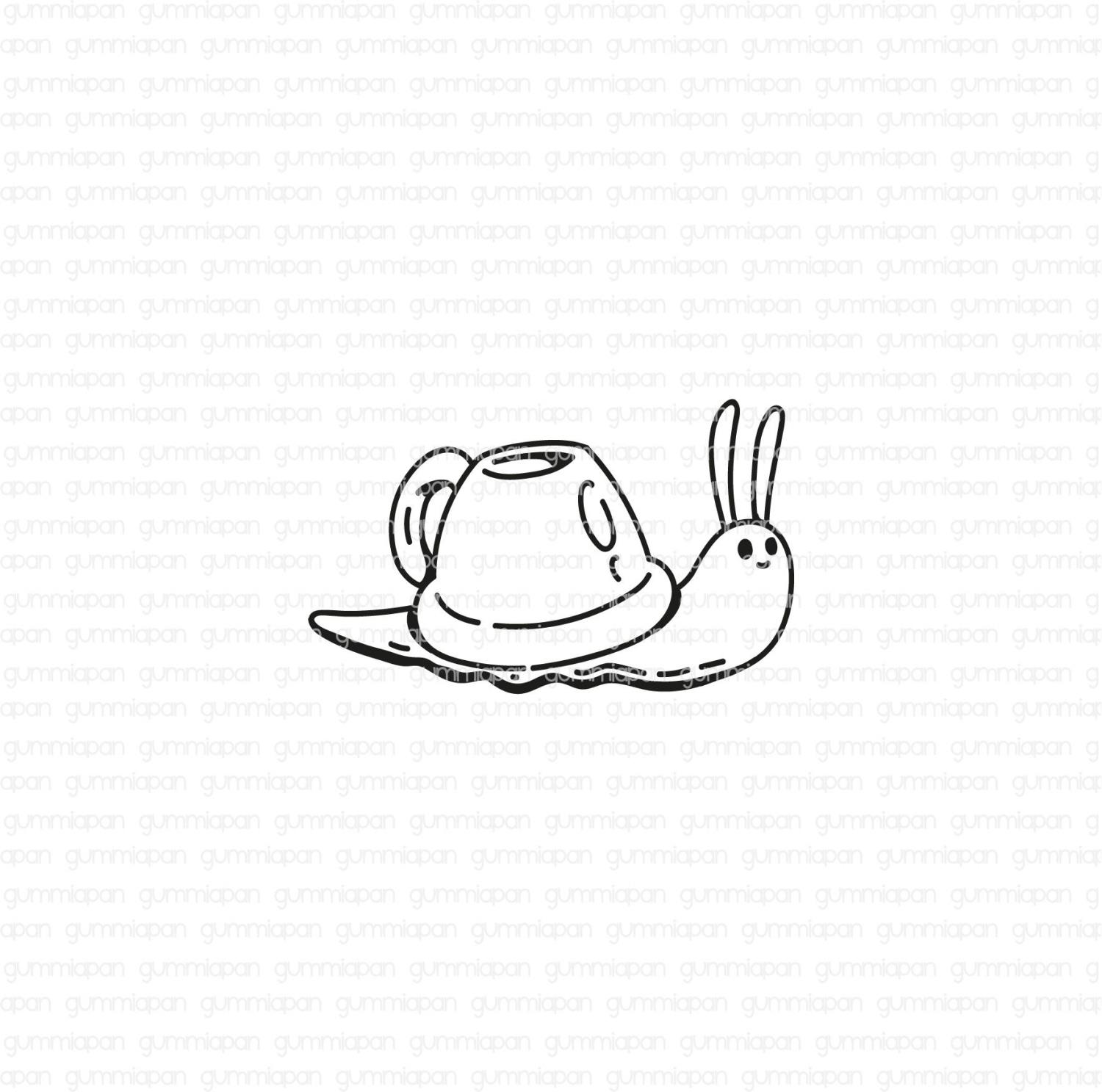 Gummiapan - Snegl med kopp - umontert Stempel