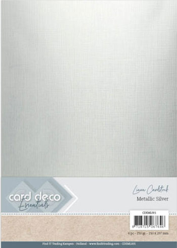 Metallic linen karton A4 silver