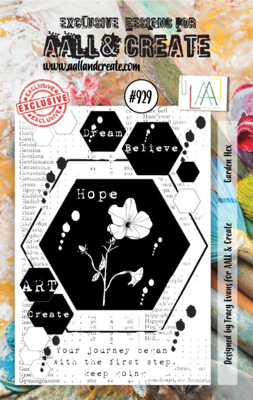 Aall& Create - # 929 - GARDEN HEX - A7 STAMP -