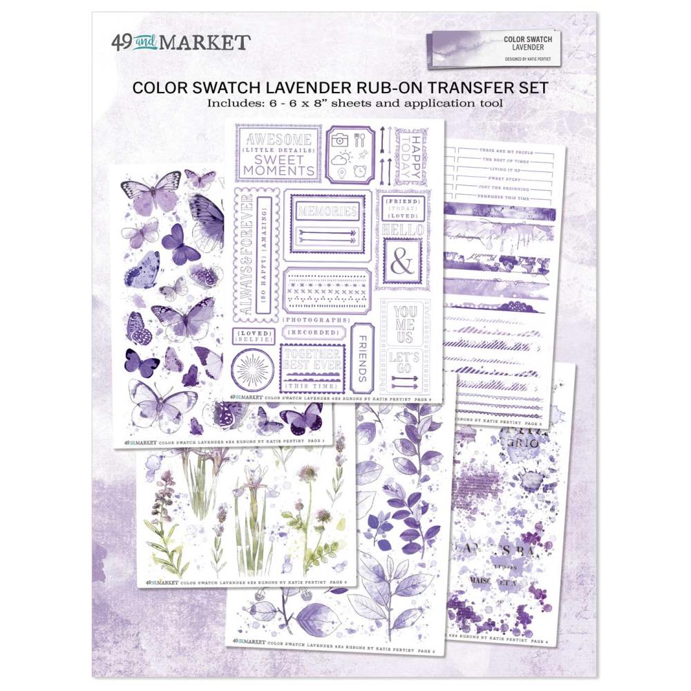 49 & Market - Color Swatch: Lavender- Rub-Ons - Rub-Ons 6"X8" - Leaves