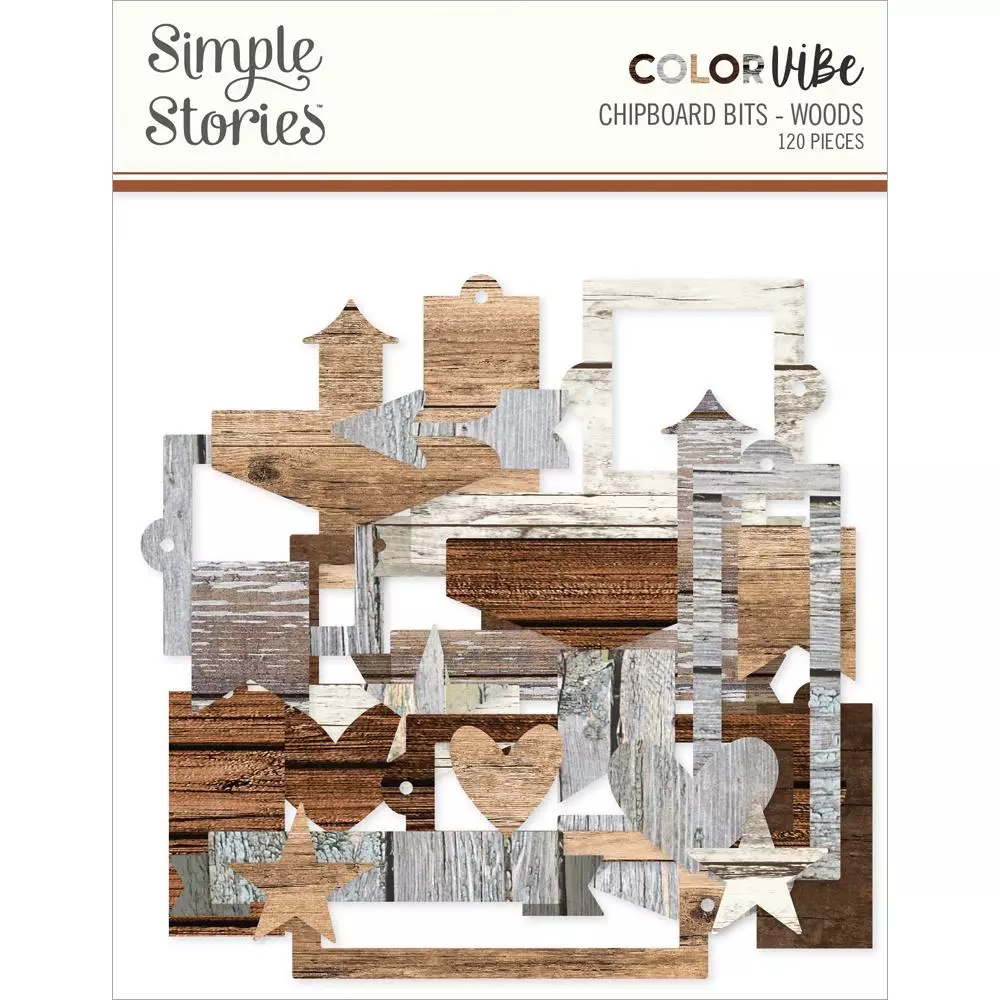 Simple Stories - Color vibe - Chipboard Bits & Pieces - Wood