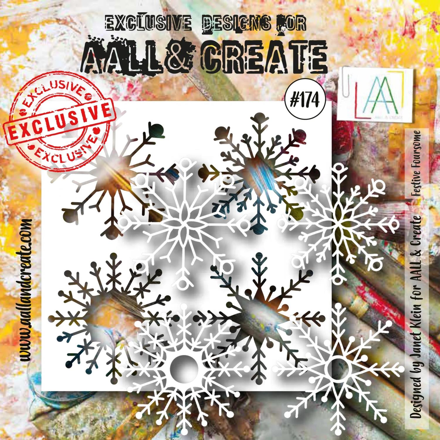 Aall&Create - #174 - 6"X6" STENCIL - FESTIVE FOURSOME