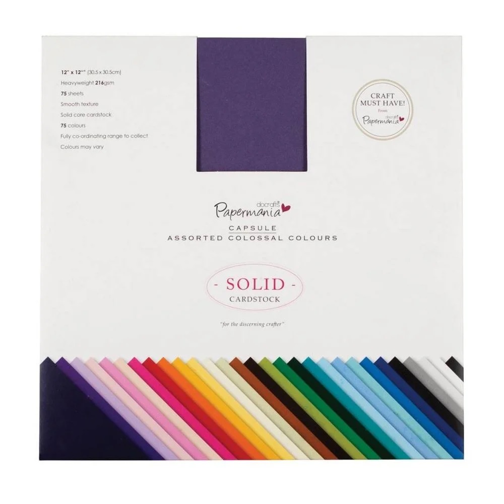 Papermania 12x12 Inch Solid Premium Cardstock Colossal (75pcs)