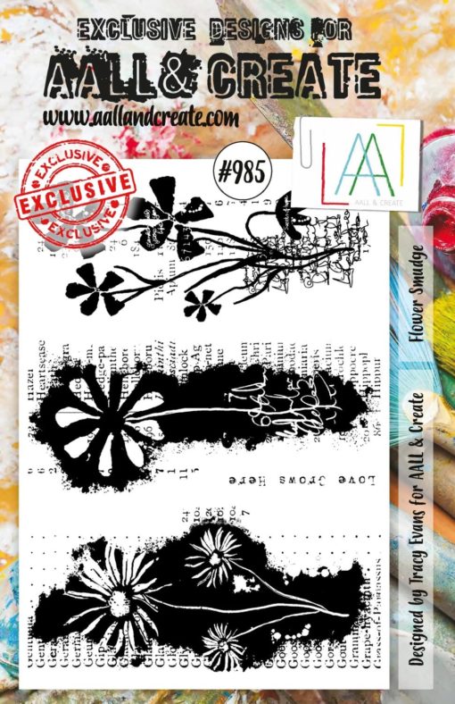 Aall&Create - #985 - A5 STAMP SET - FLOWER SMUDGE