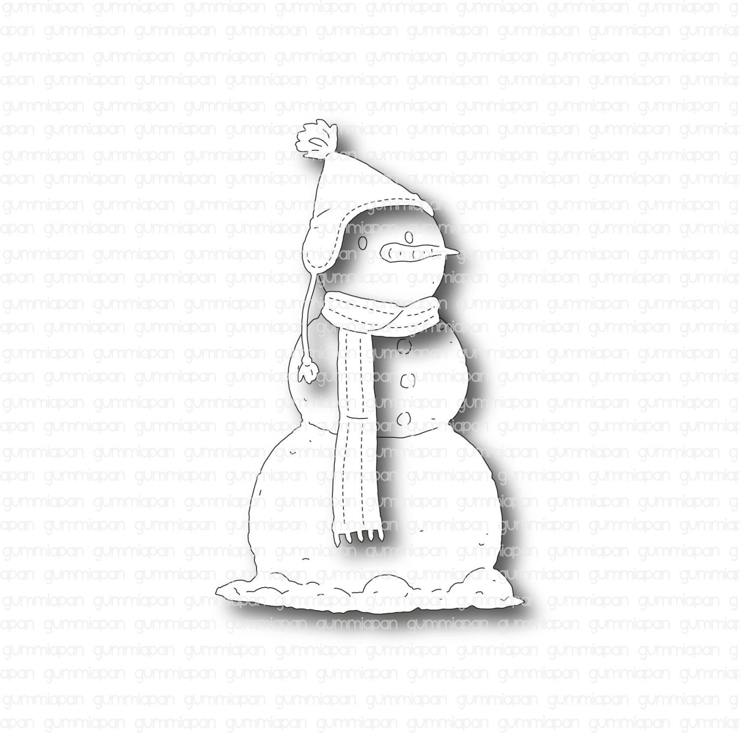 Gummiapan - Snømann med klær - dies