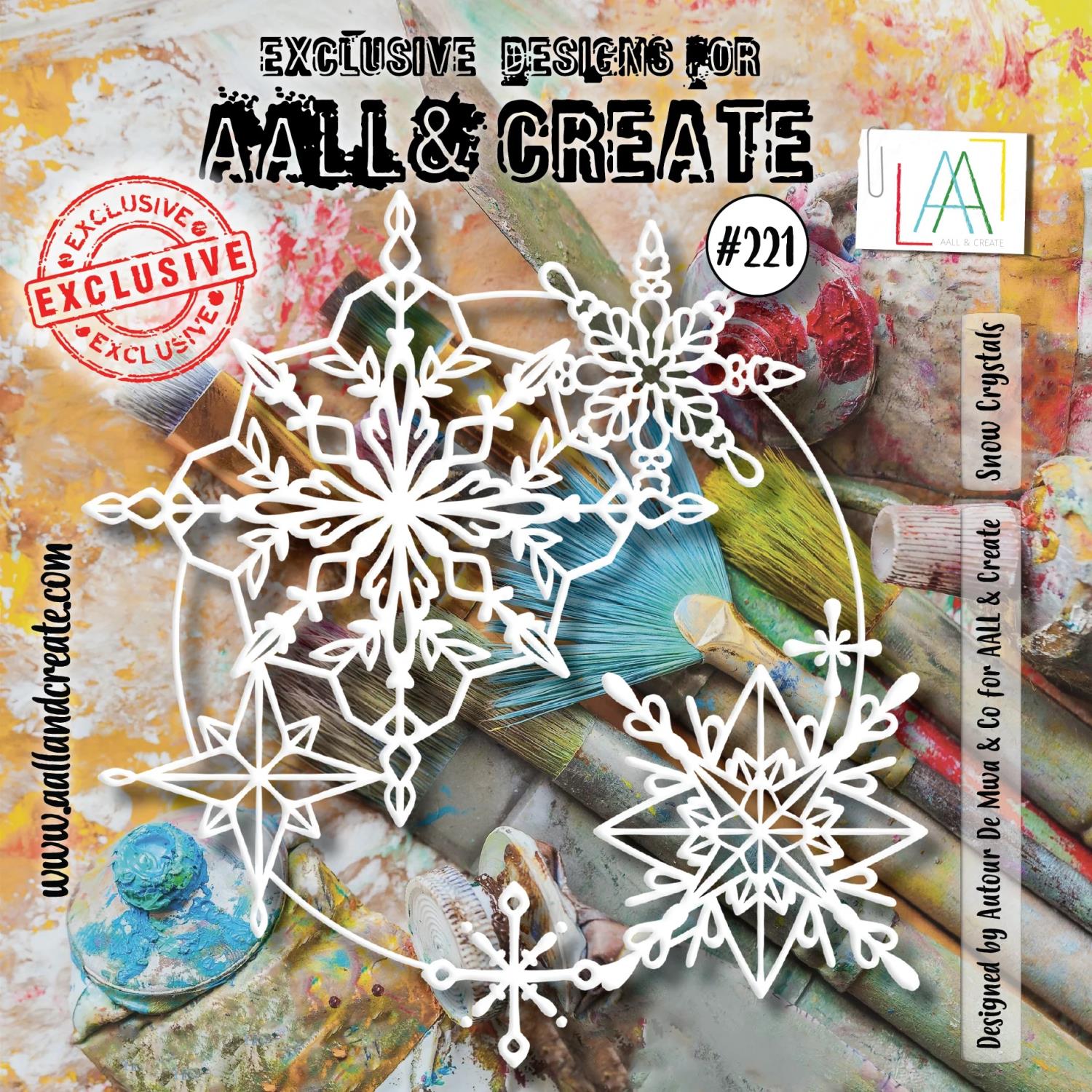 Aall&Create - #221- 6"X6" STENCIL - SNOW CRYSTALS