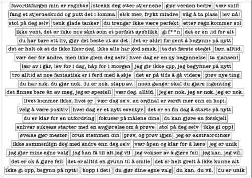 Hege Foyn Design – Klistremerker – Norske affirmasjoner, hvit