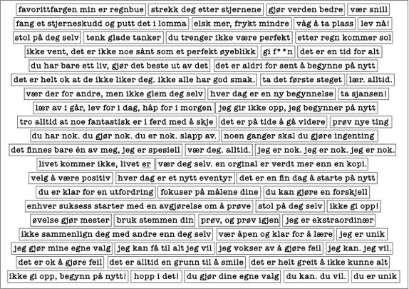 Hege Foyn Design – Klistremerker – Norske affirmasjoner, hvit