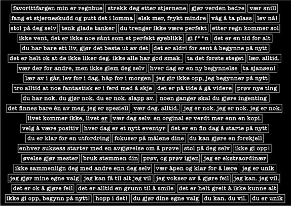 Hege Foyn Design – Klistremerker – Norske affirmasjoner, svart