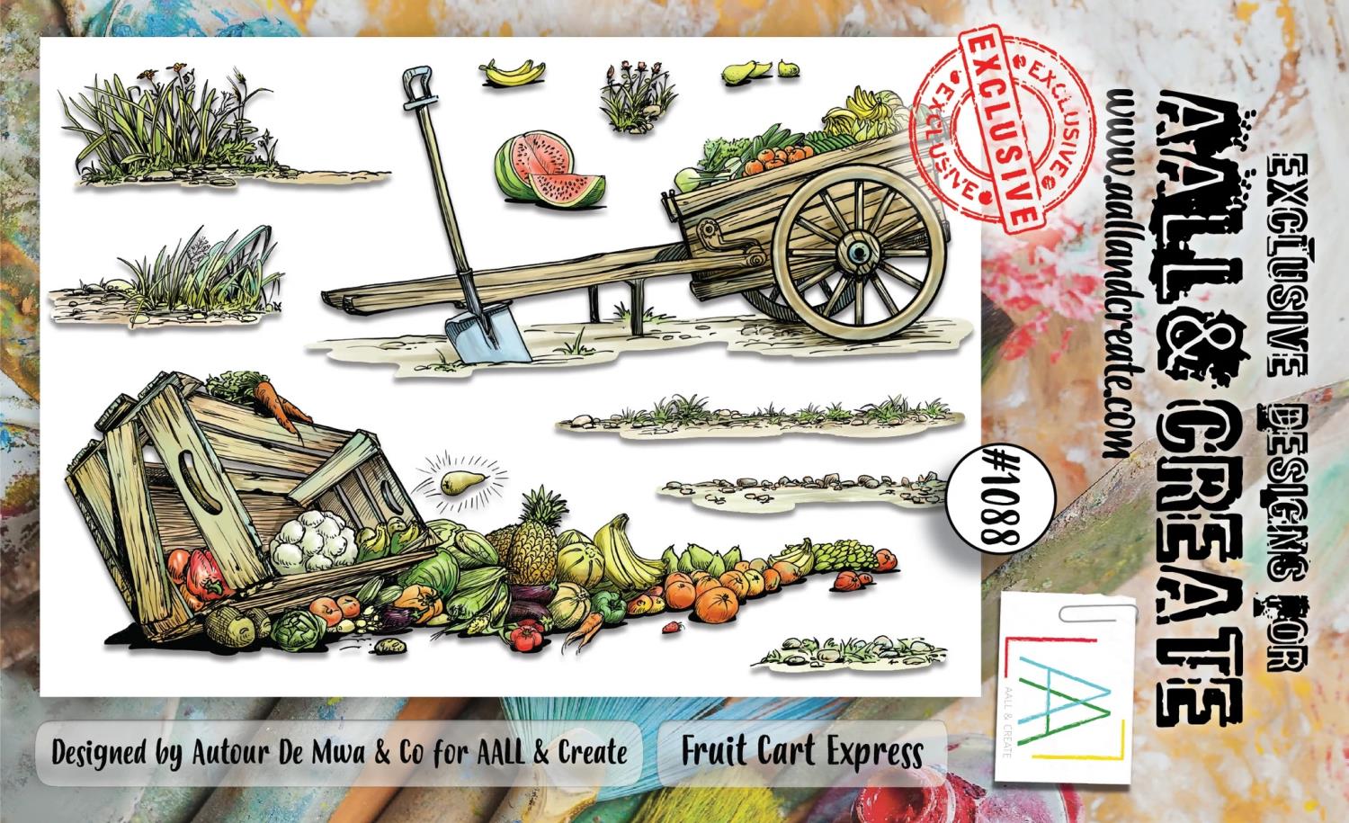 Aall & Create - #1088 - A6 STAMP SET - FRUIT CART EXPRESS