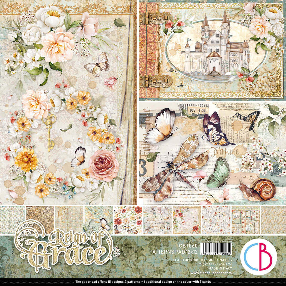 Ciao Bella - REIGN OF GRACE- Paper Pack (8 ark) 12 x 12"