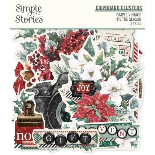Simple Stories - Simple Vintage 'Tis The Season Chipboard Clusters