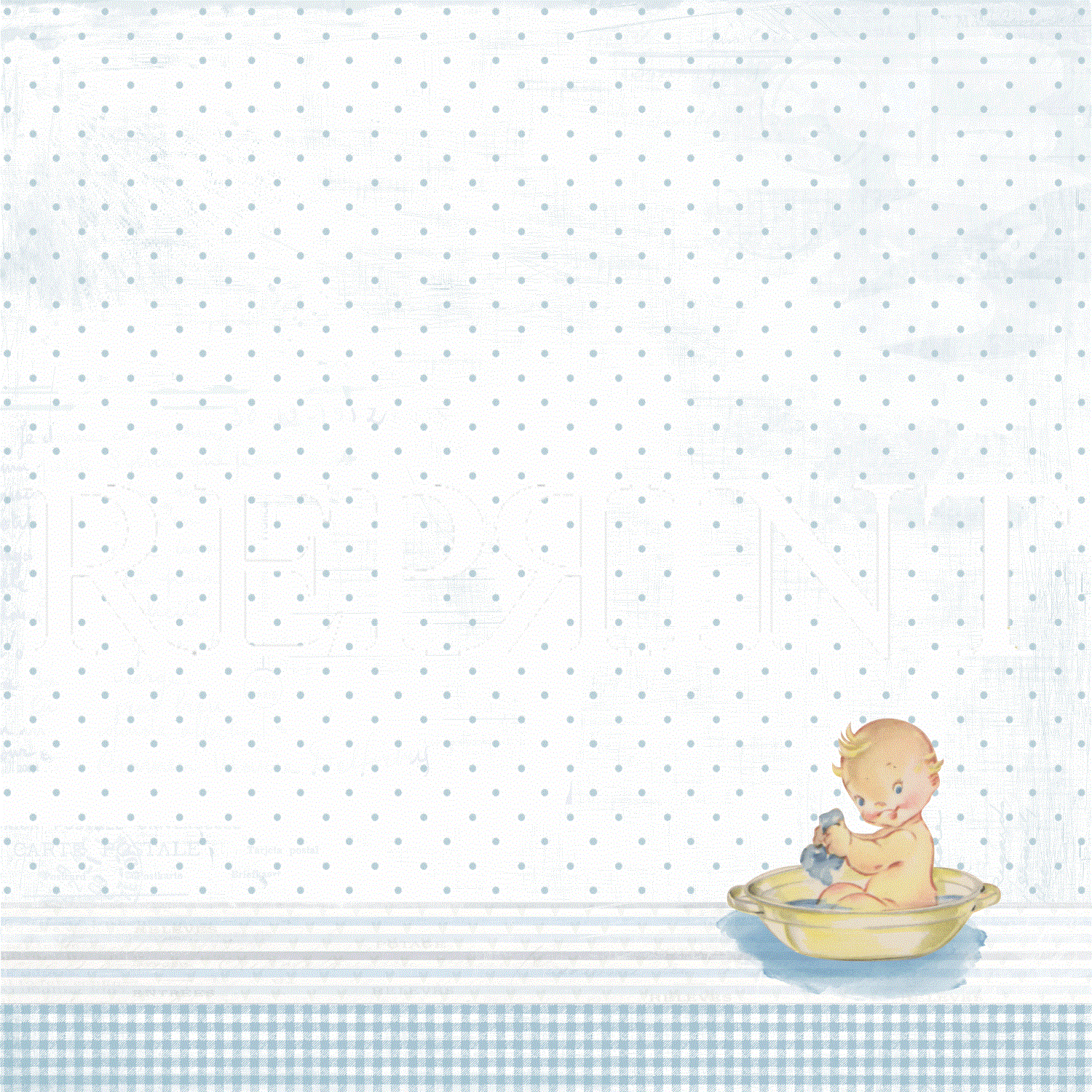 Reprint - It´s a boy Collection - Baby in bath tub- 12 x 12