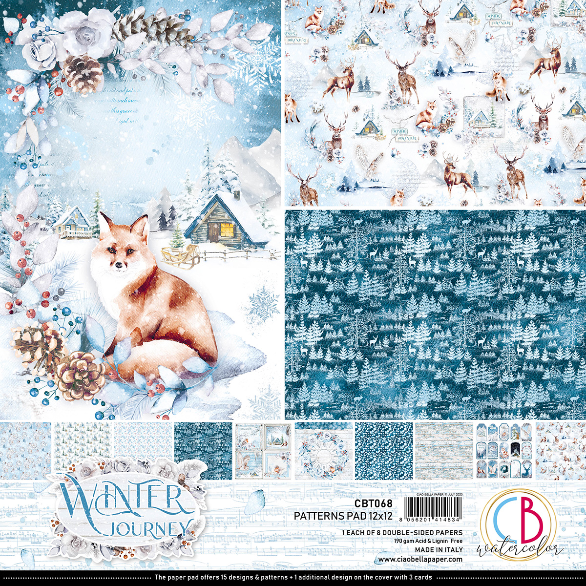 Ciao Bella - Winter Journey - Paper Pack (8 ark) 12 x 12"