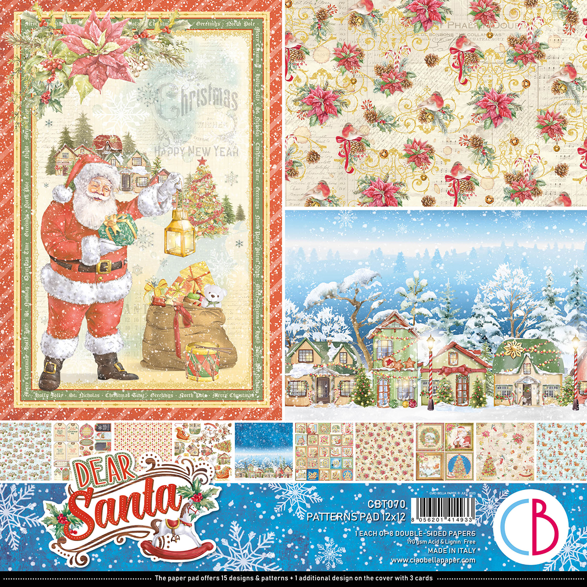 Ciao Bella - DEAR SANTA- Paper Pack (8 ark) 12 x 12"