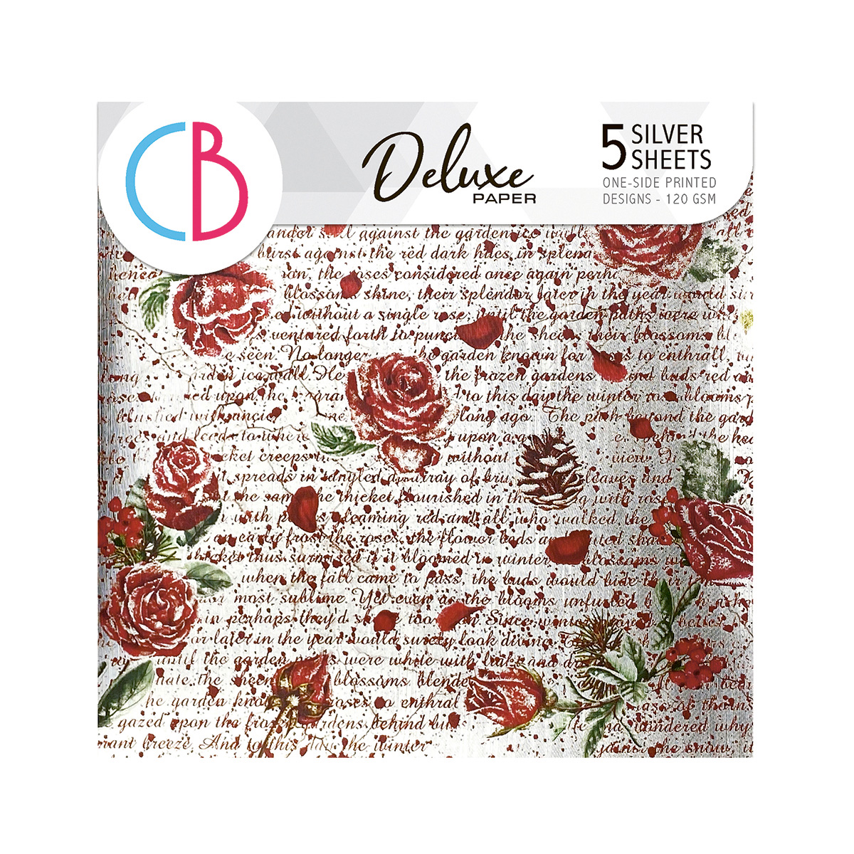 Ciao Bella - FROZEN ROSES DELUXE PAPER SILVER 6"X6" 5/PKG