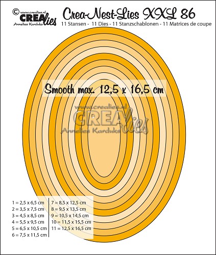 Crealies- Crea-Nest-Lies XXL Dies No. 86 Smooth Ovals, Half cm
