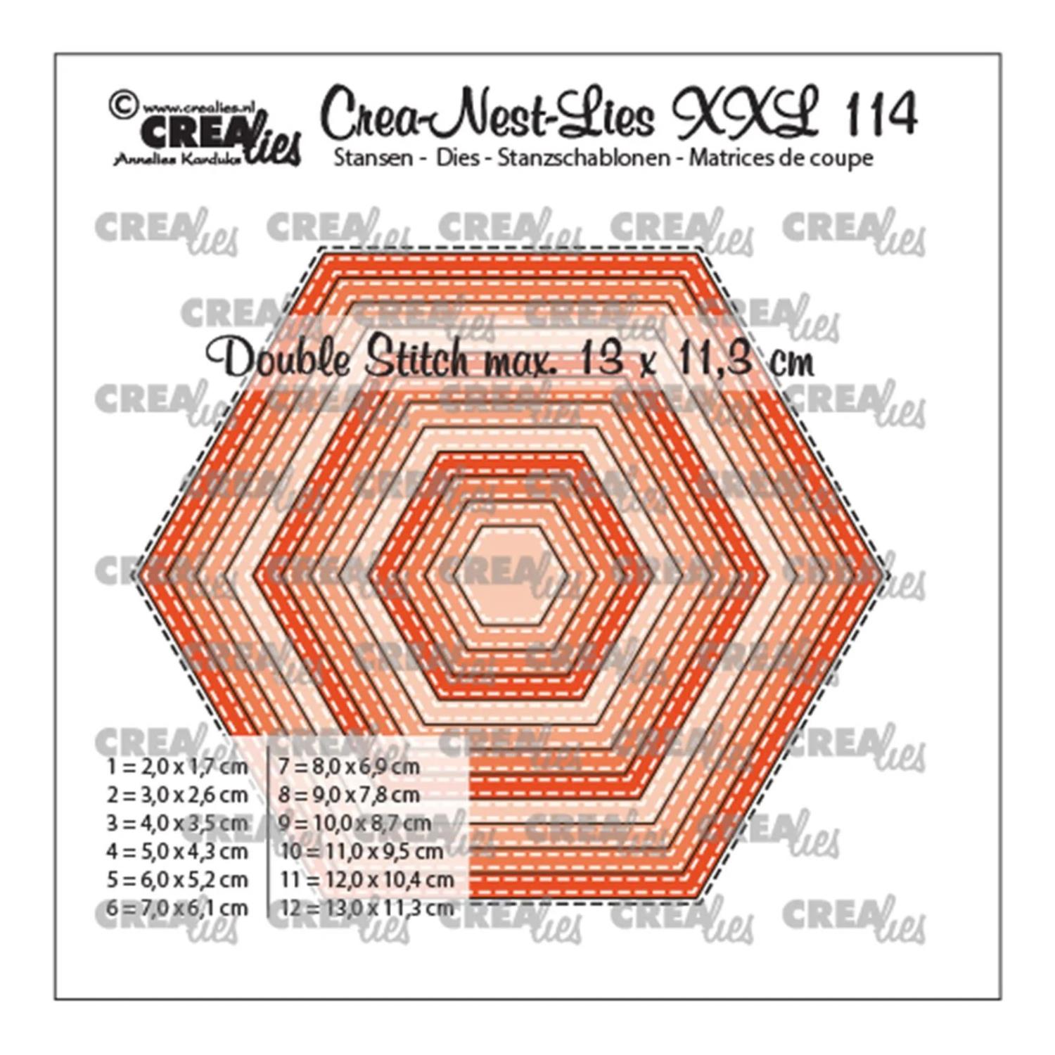 Crealies-  Crealies • Crea-Nest-Lies XXL cutting die Hexagons with double stitch