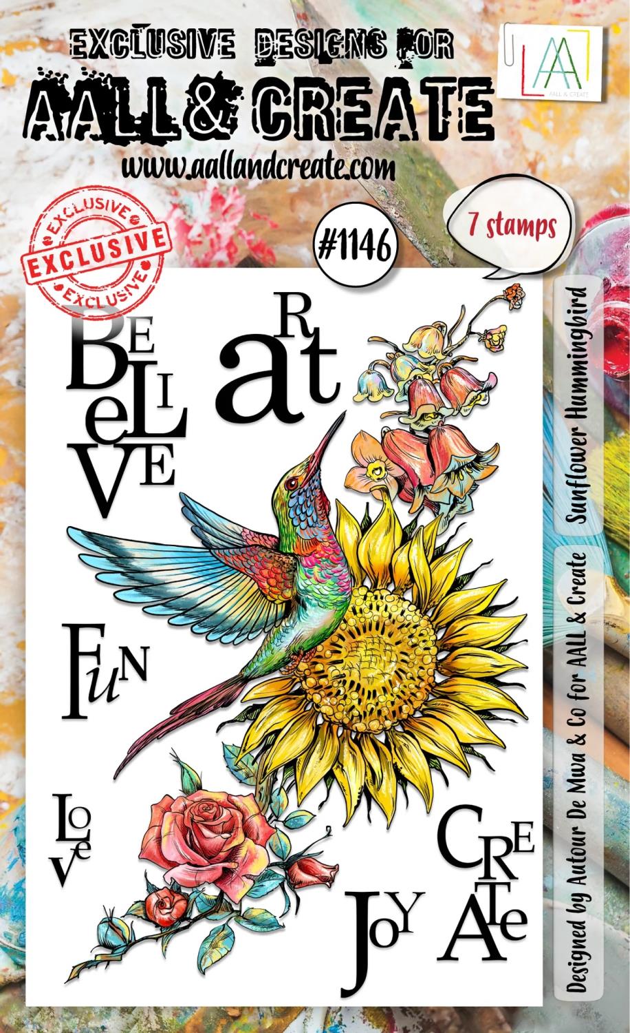 Aall & Create - #1146 - A6 STAMP SET - Sunflower Hummingbird