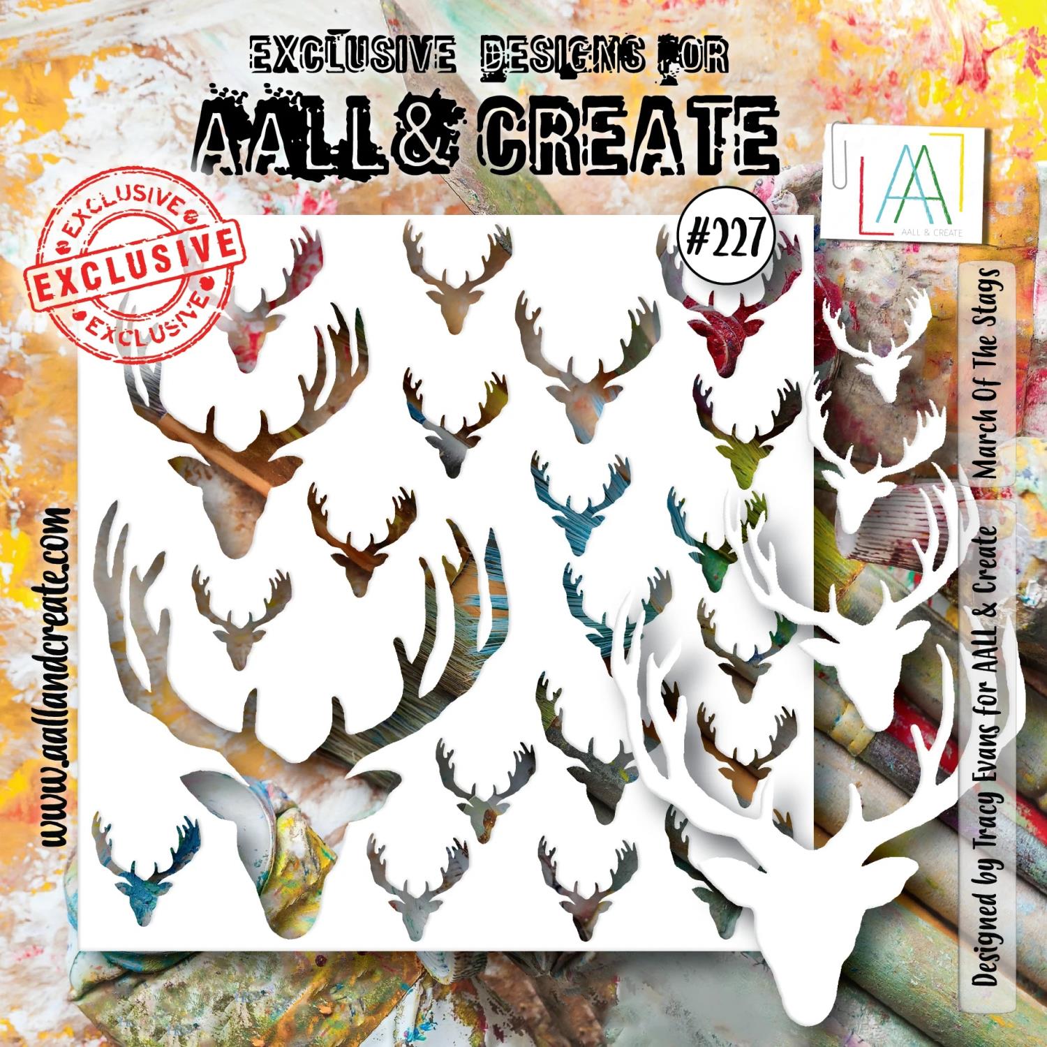 Aall&Create - #227 - 6"X6" STENCIL - March of the stags