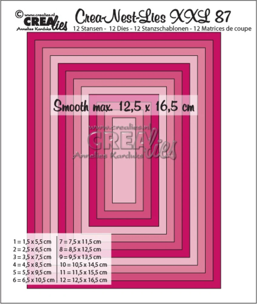 Crealies- Crea-Nest-Lies XXL Dies No. 87 Smooth Rectangles, Half cm