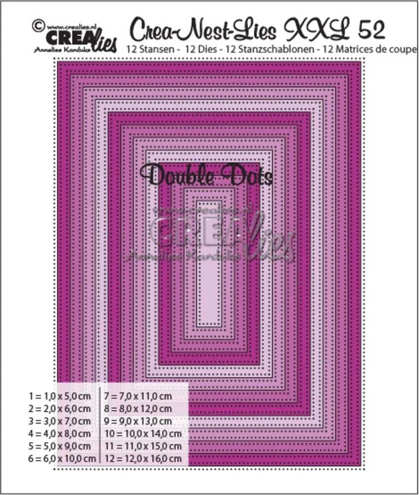 Crealies- Crea-Nest-Lies XXL Dies No. 52 Rectangles with Double Dots